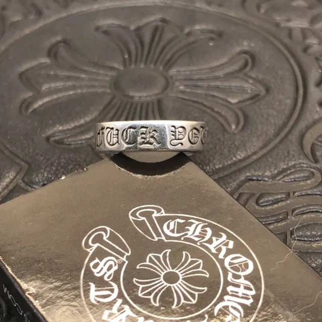 Chrome Hearts Logo Band Ring Silver Engraved Cross Ring 7