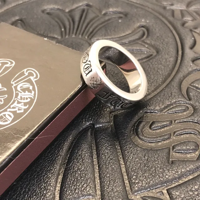 Chrome Hearts Logo Band Ring Silver Engraved Cross Ring 8