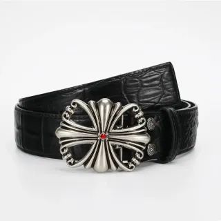 Chrome Hearts মাল্টিজ ক্রস কালো কুমির ত্বকের বেল্ট