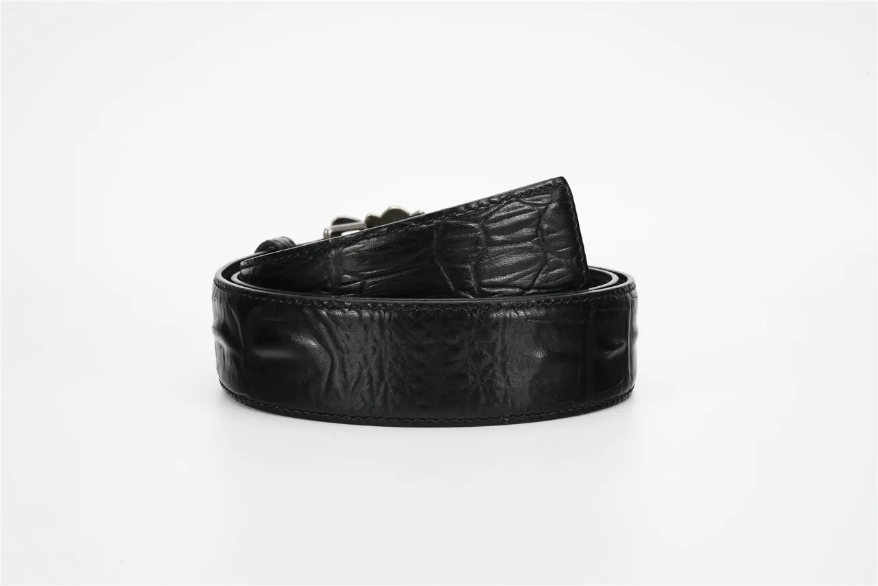 Chrome Hearts Croix de Malte Ceinture en cuir de crocodile noir 3