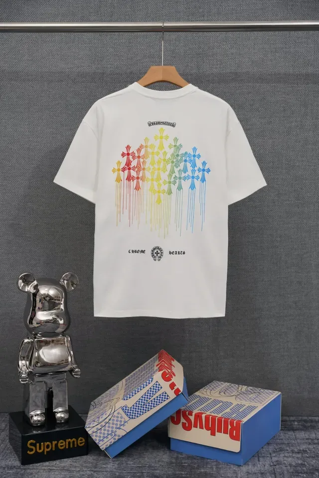 Chrome Hearts Rainbow Cross Embroidered Black T-Shirt 2