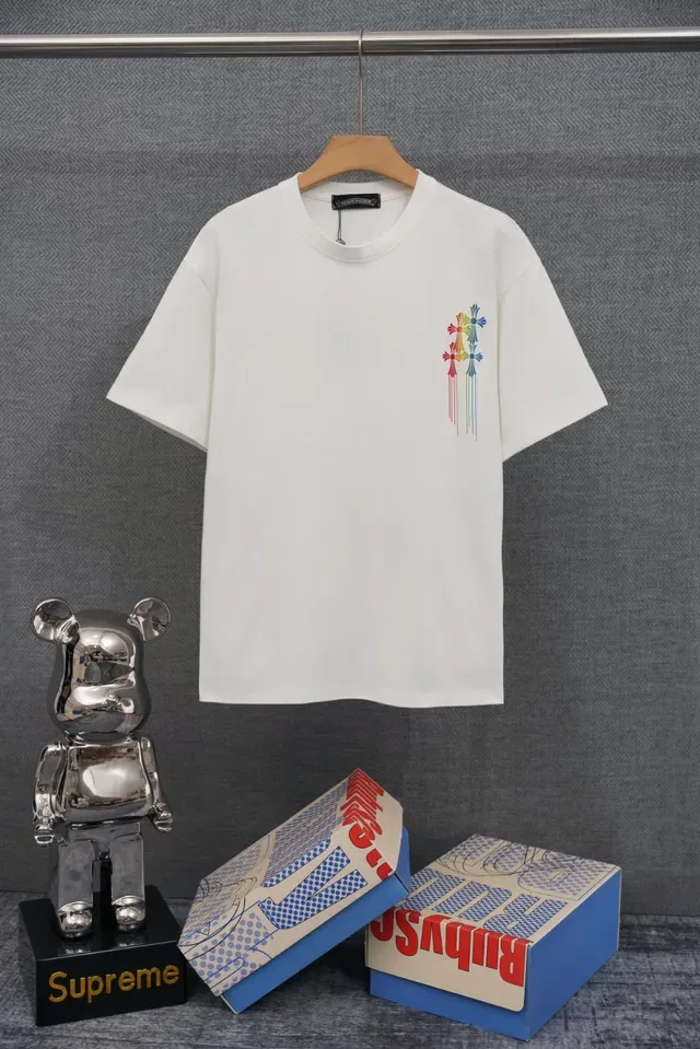Chrome Hearts Rainbow Cross Embroidered Black T-Shirt 3