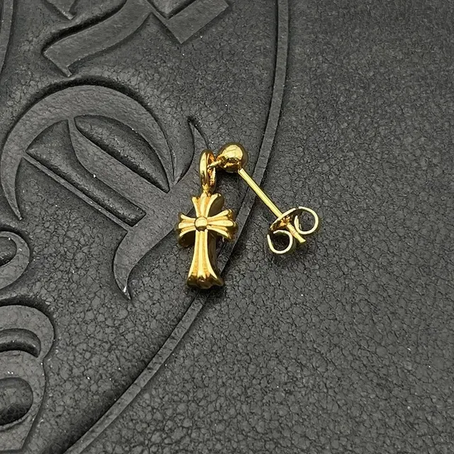 Chrome Hearts Boucles d'oreilles Argent Or en forme de croix hardware boulonné 4