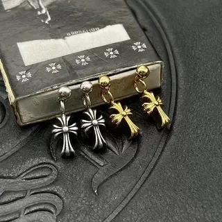 Chrome Hearts Boucles d'oreilles Argent Or en forme de croix hardware boulonné 9
