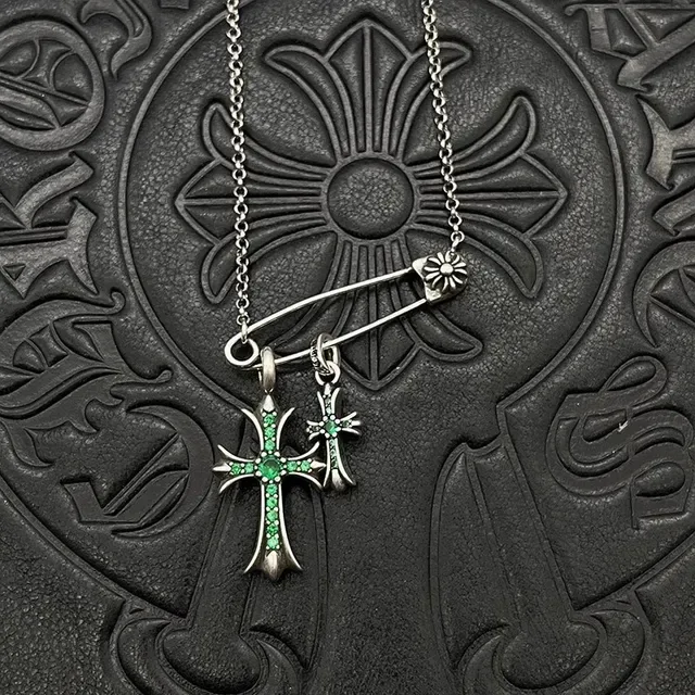 Chrome Hearts Silver Pink Gothic Ornate Necklace 4
