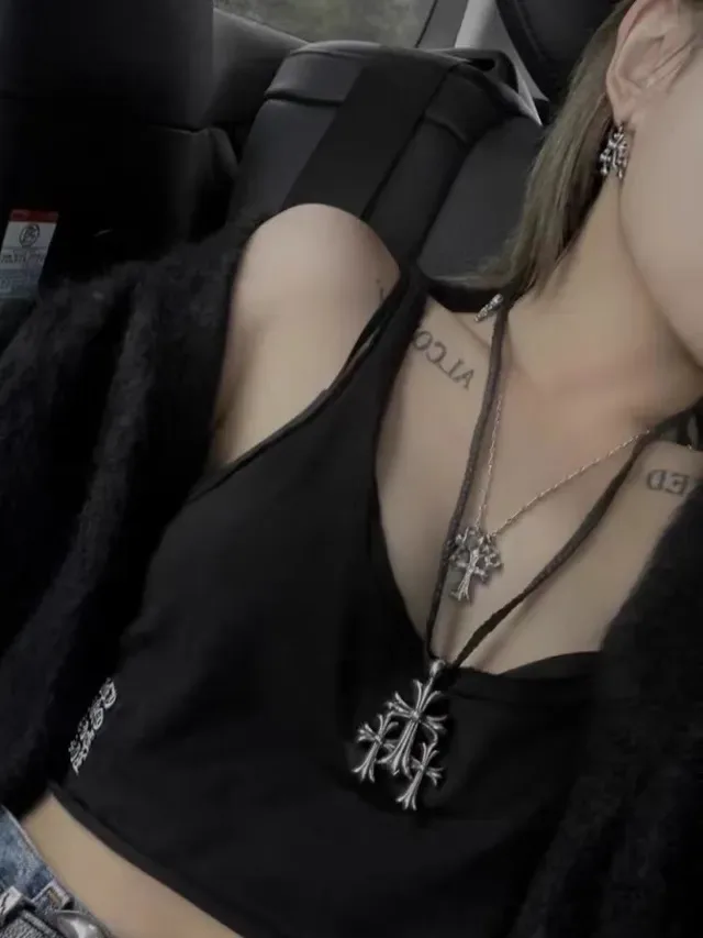 Chrome Hearts Triple Cross remachado collar de plata 2