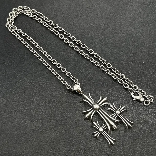 Chrome Hearts Triple Cross remachado collar de plata 6
