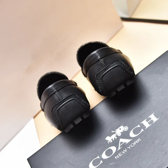 Coach Black Brown Monogram Canvas Leather Trim Loafer 2