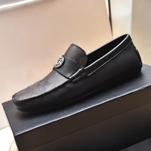 Coach Black Brown Monogram Canvas Leather Trim Loafer 4