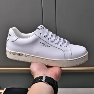 Coach White Beige Smooth Leather Upper Minimalist Branding Lifestyle Sneakers