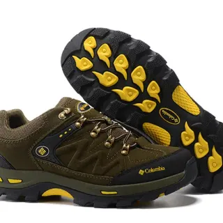 Columbia Army Green Yellow Mid-Cut Boot Olive And Black Upper Hiking Boots
