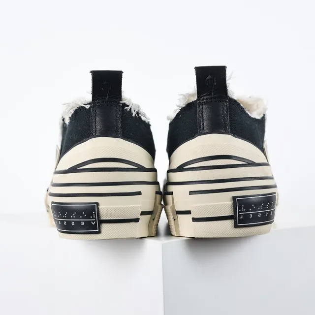 Converse Black Beige Frayed Raw-Edge Collar Layered Platform Sole Lifestyle Sneakers 8