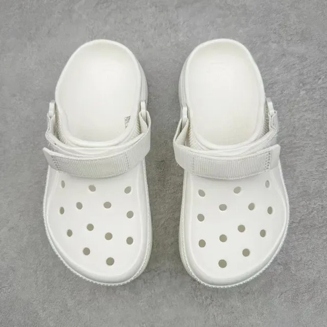 Crocs Echo Clog حذاء كلوج أبيض منصة مع حزام 2