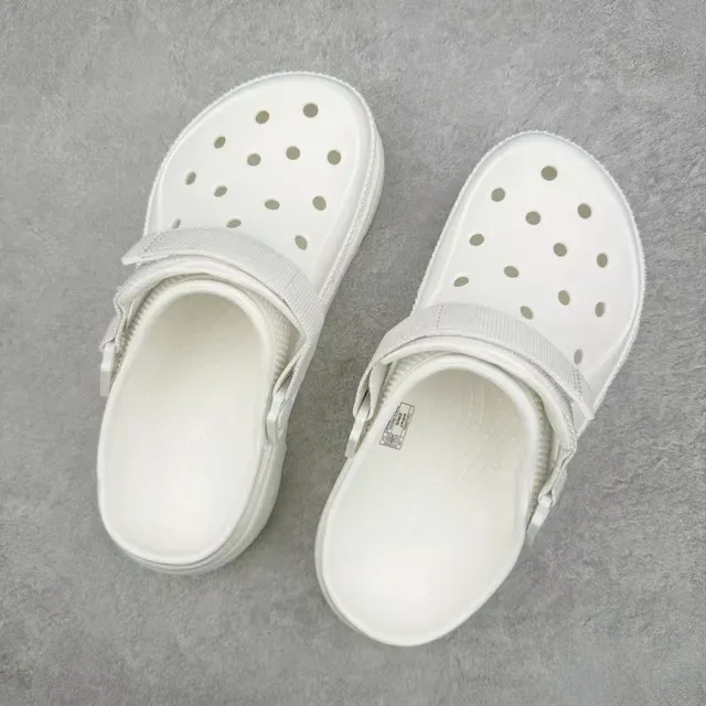 Crocs Echo Clog حذاء كلوج أبيض منصة مع حزام 3
