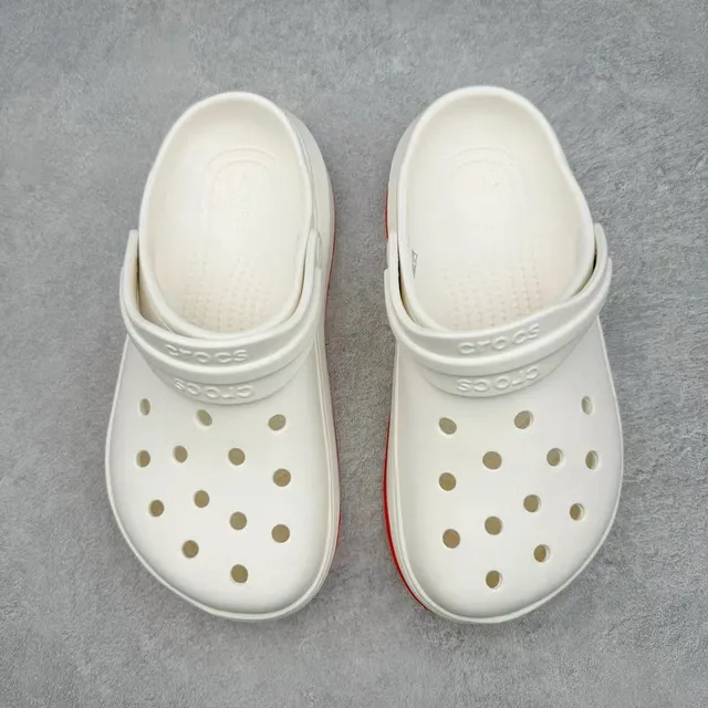 Crocs Echo Blanco Rojo Suela de Plataforma Correa Ajustable Zueco 2