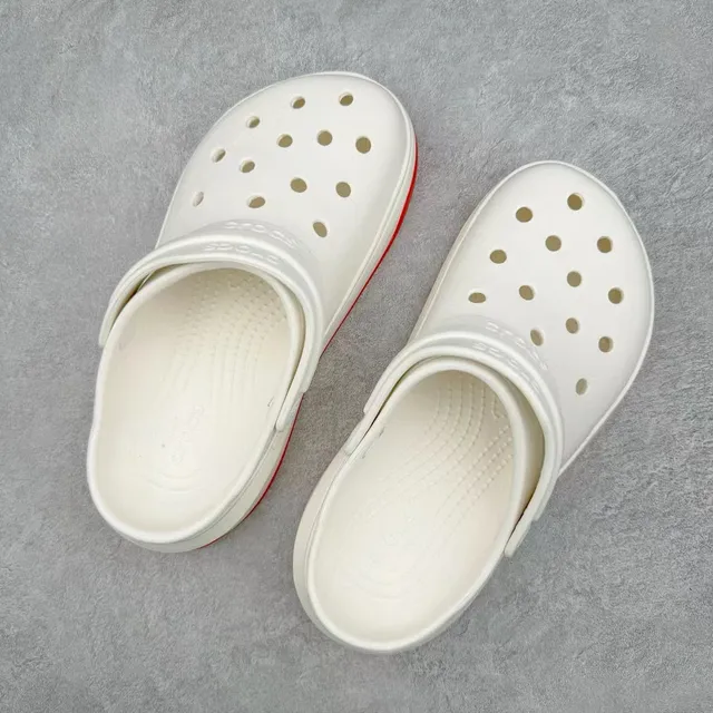 Crocs Echo Blanco Rojo Suela de Plataforma Correa Ajustable Zueco 3