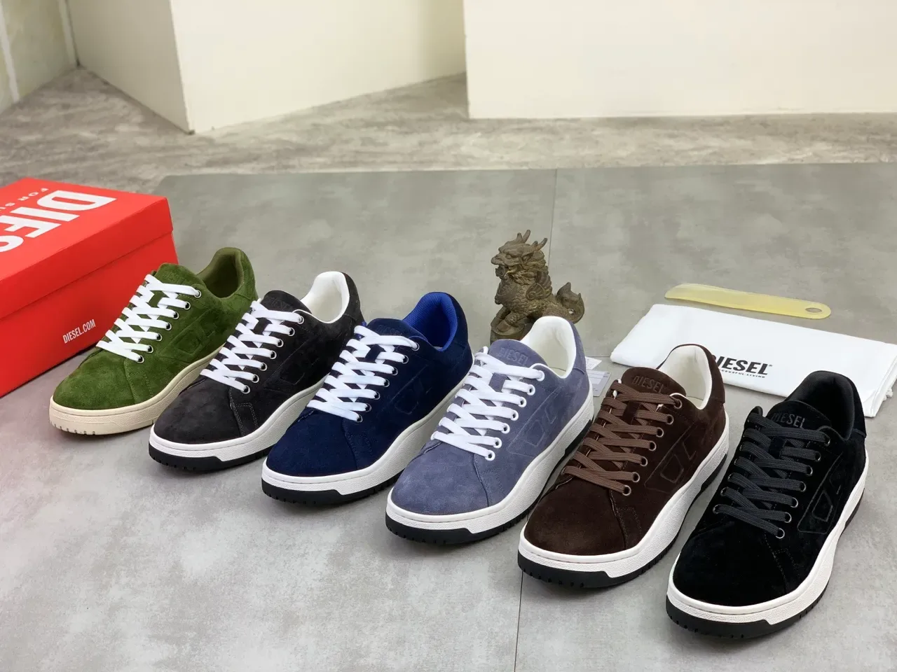 Diesel Olive Green Suede Low-Top Lifestyle Sneakers 2