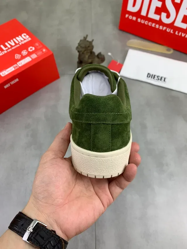 Diesel Olive Green Suede Low-Top Lifestyle Sneakers 4