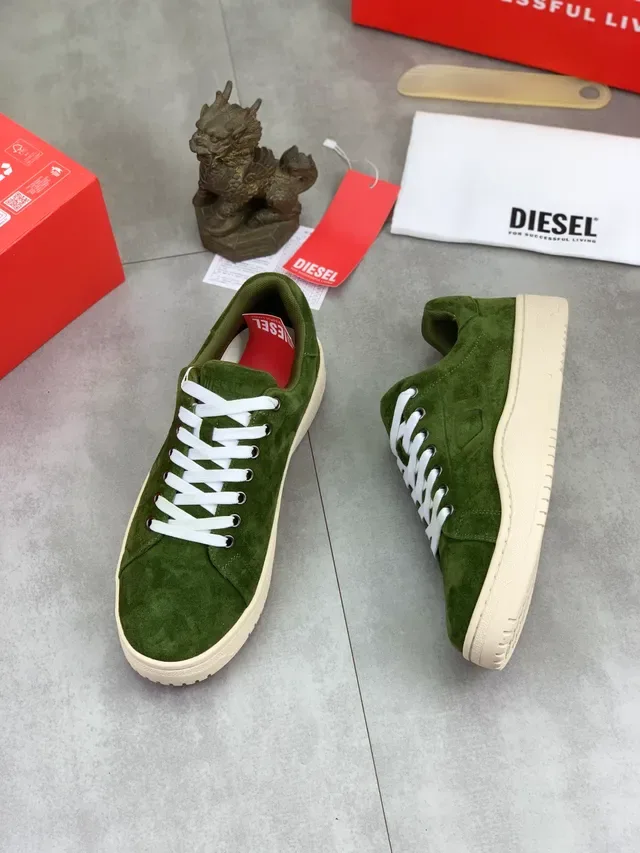Diesel Olive Green Suede Low-Top Lifestyle Sneakers 6