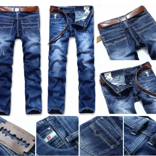 Diesel Straight-Leg Mid-Rise Distressed Blue Jeans