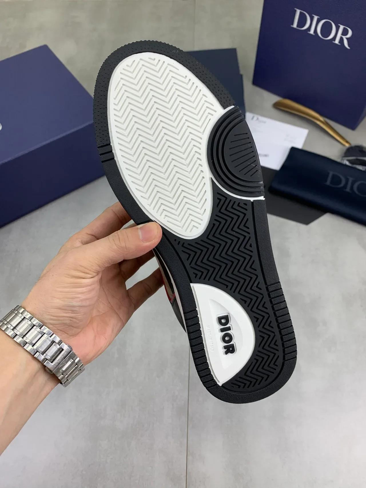 Dior B-Series Sneakers Lifestyle Cuir Panelé Noir Beige Low-Top 3