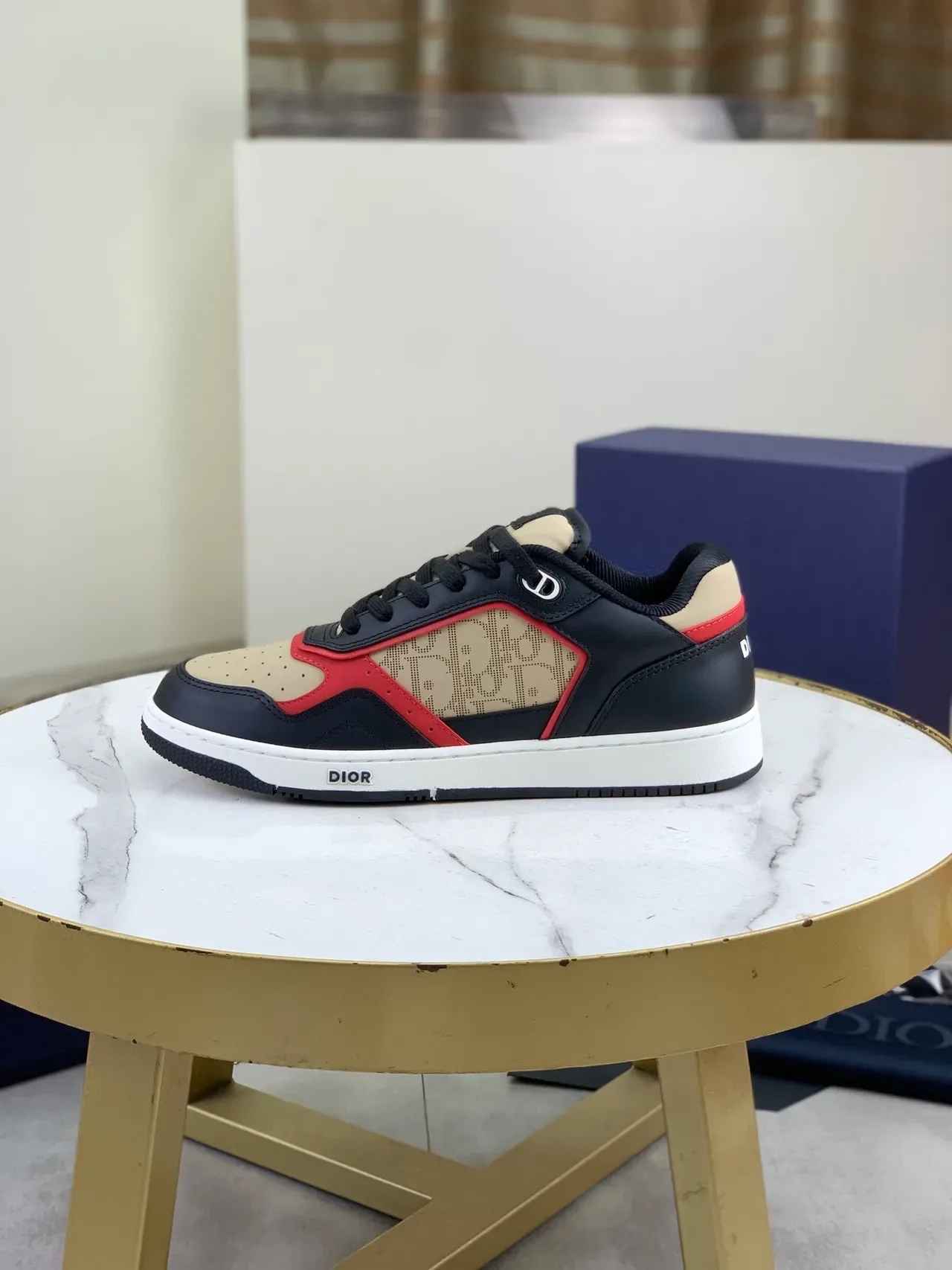Dior B-Series Sneakers Lifestyle Cuir Panelé Noir Beige Low-Top 5