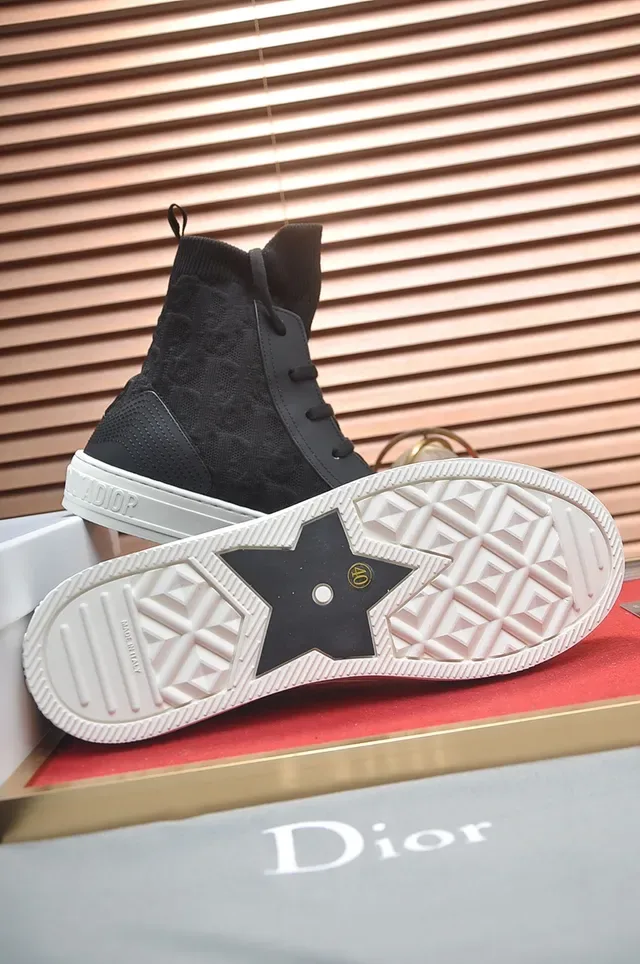 Dior B23 Chaussures Lifestyle en Tricot Noir High-Top 3