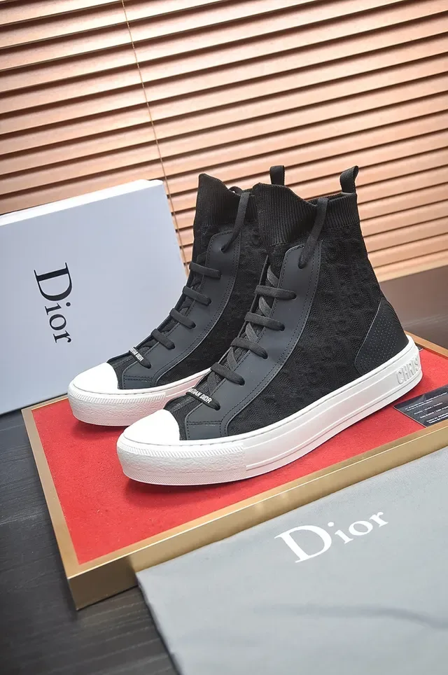 Dior B23 Chaussures Lifestyle en Tricot Noir High-Top 4