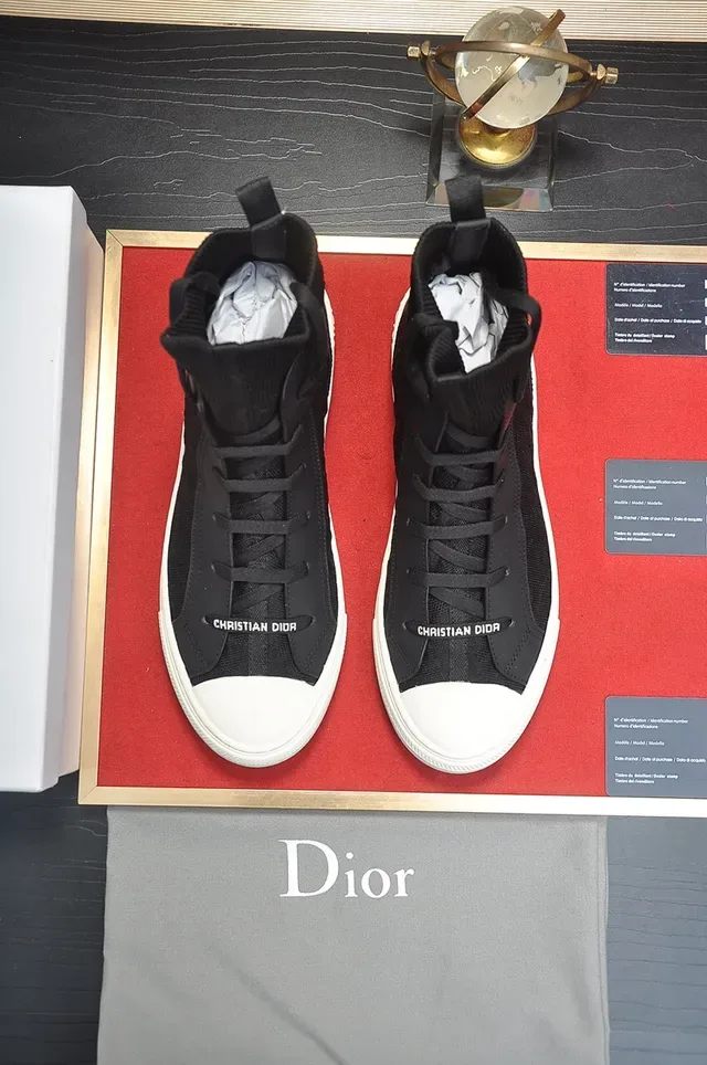 Dior B23 Chaussures Lifestyle en Tricot Noir High-Top 5