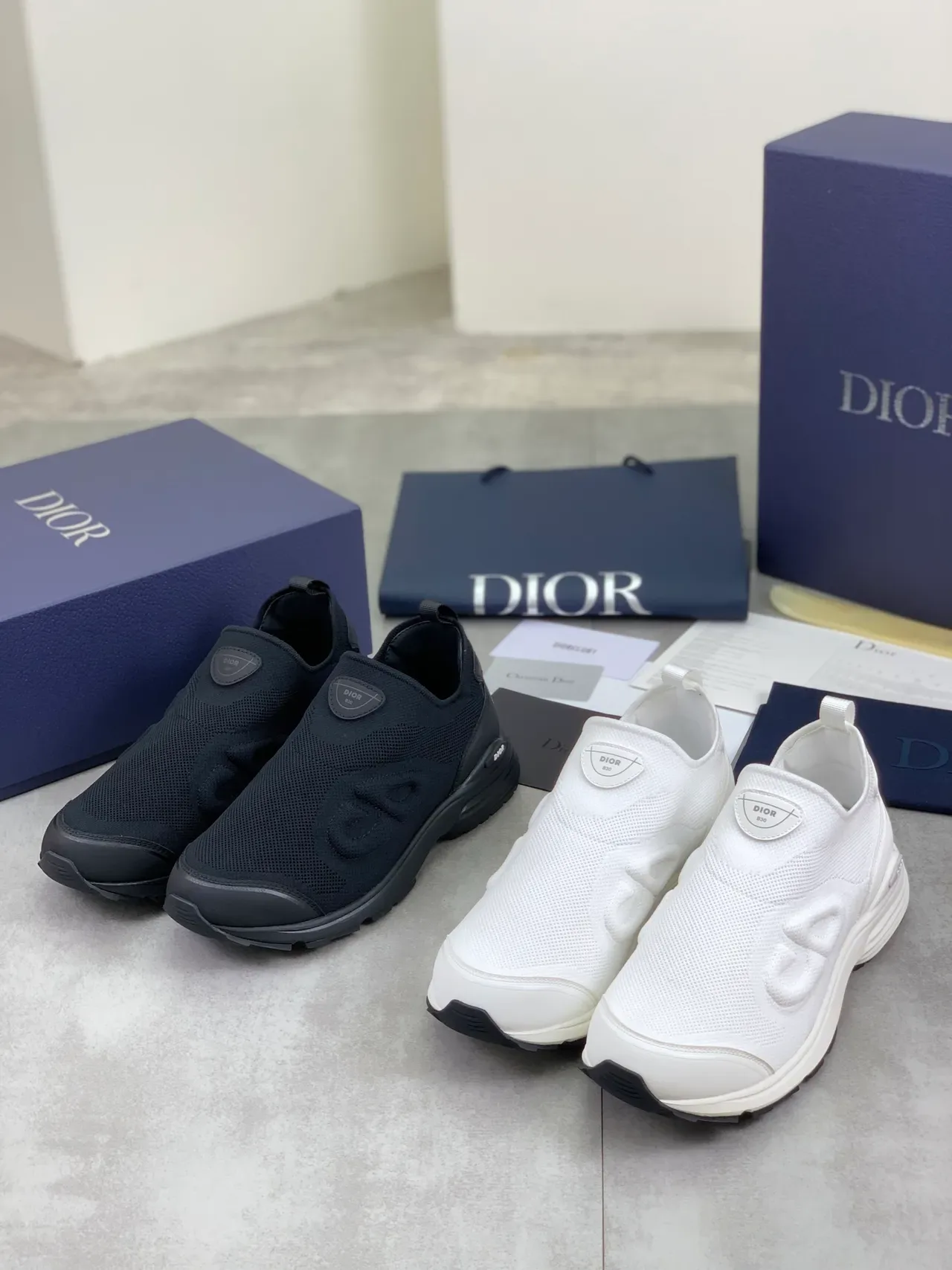 Dior B23 Sneakers Lifestyle Noir Tricot à Enfiler 2