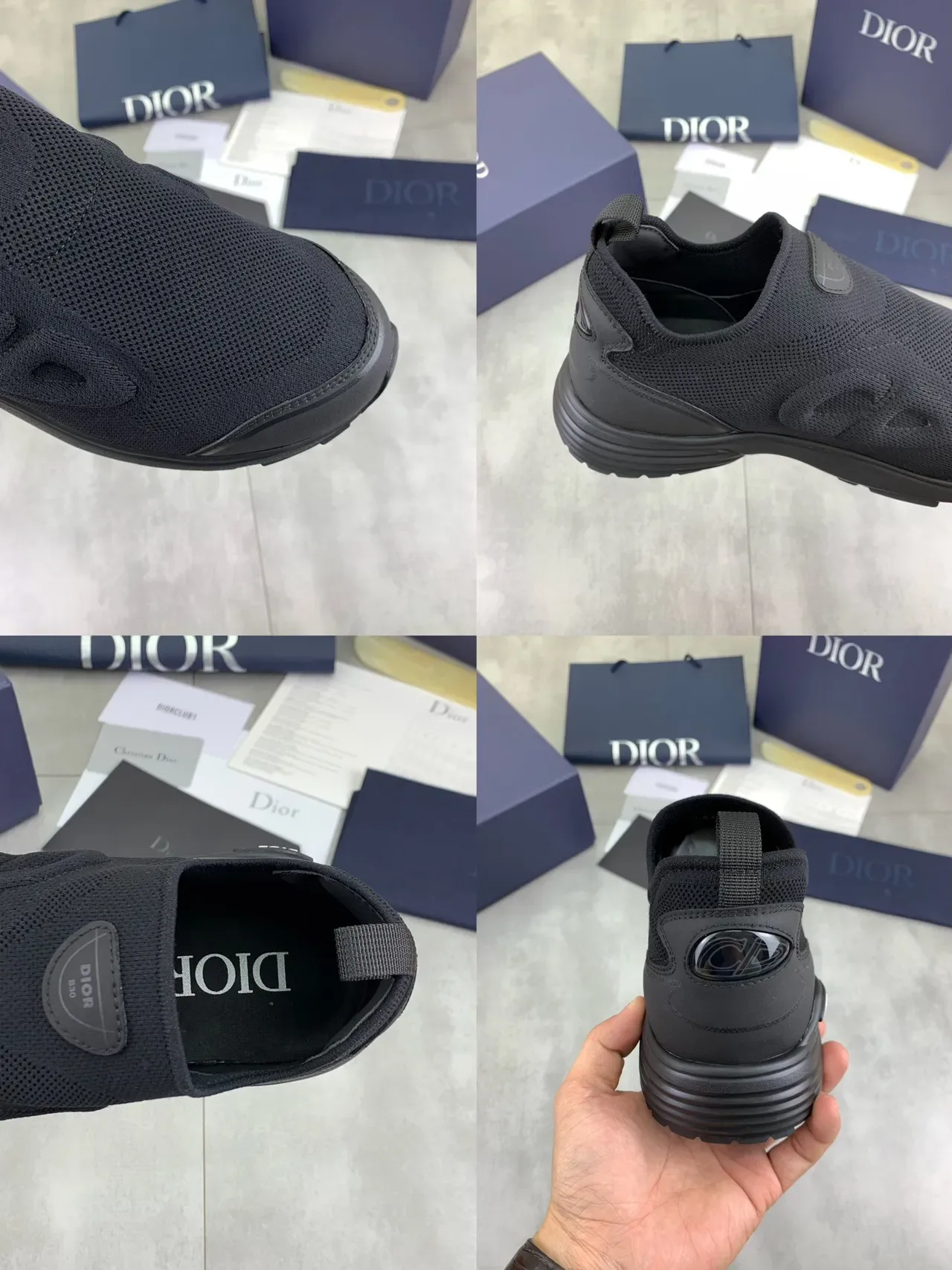 Dior B23 Sneakers Lifestyle Noir Tricot à Enfiler 3