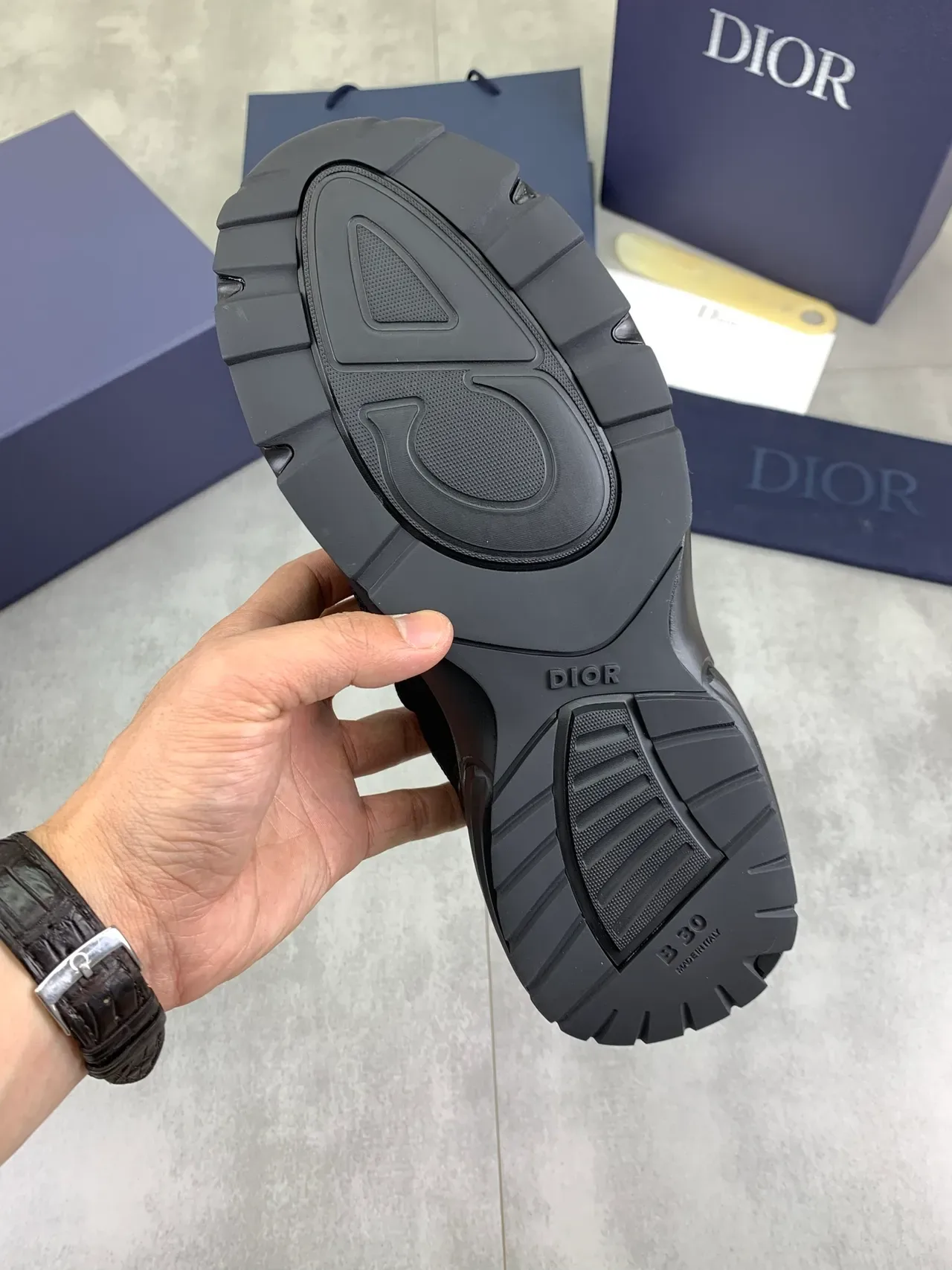 Dior B23 Sneakers Lifestyle Noir Tricot à Enfiler 4