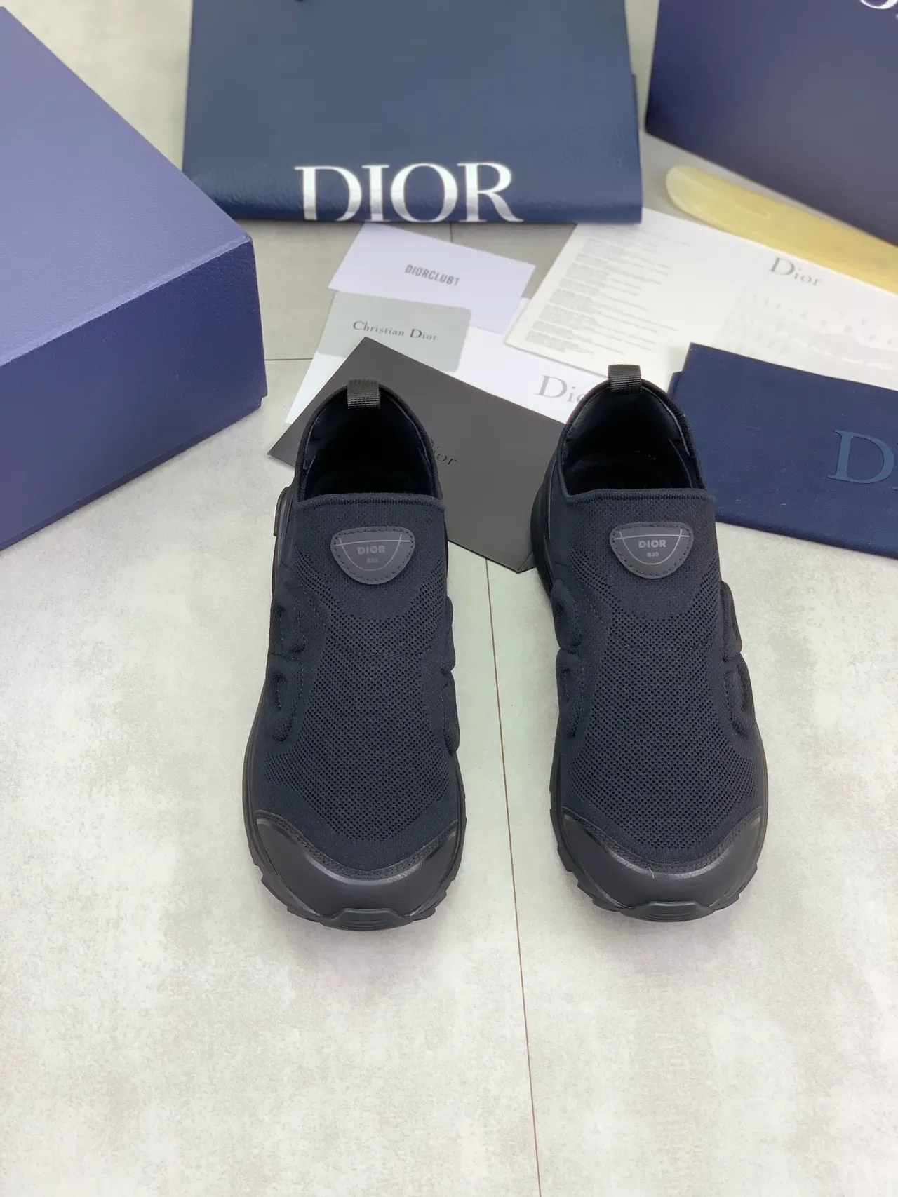 Dior B23 Sneakers Lifestyle Noir Tricot à Enfiler 6