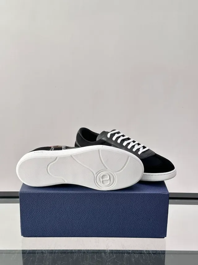 Dior B23 Daim et Cuir Noir et Blanc Semelle Caoutchouc Sneakers Lifestyle 2