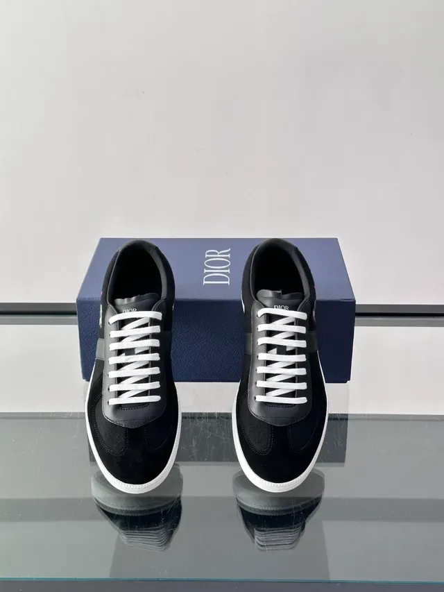 Dior B23 Daim et Cuir Noir et Blanc Semelle Caoutchouc Sneakers Lifestyle 4
