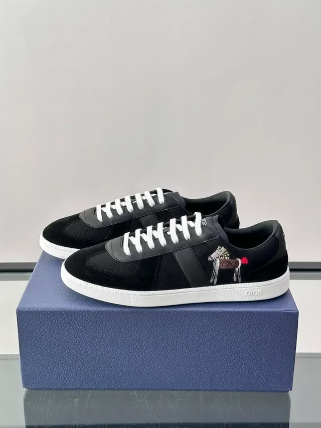 Dior B23 Daim et Cuir Noir et Blanc Semelle Caoutchouc Sneakers Lifestyle 5