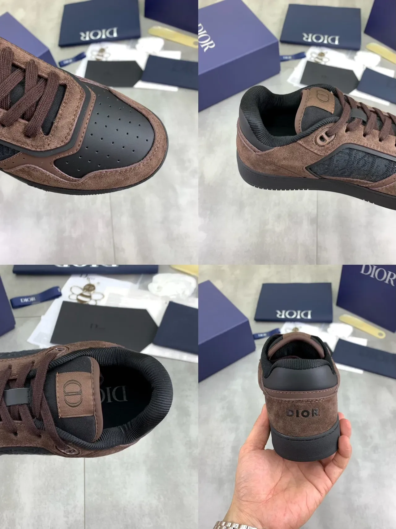 Dior B23 Brown Suede and Black Monogram Lifestyle Sneakers 2