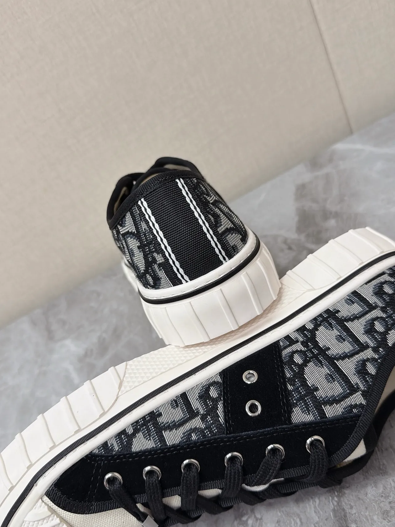Dior B23 Monogram Canvas Black White Lifestyle Sneakers 3