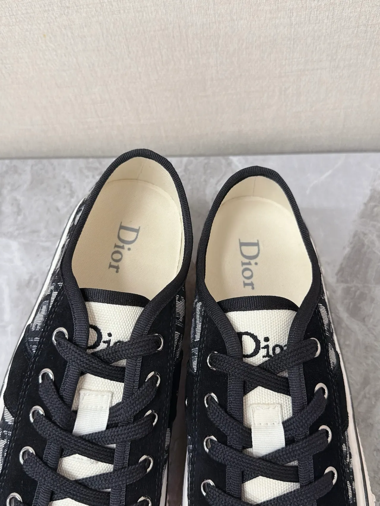 Dior B23 Monogram Canvas Black White Lifestyle Sneakers 4