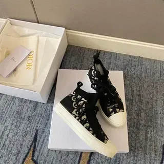 Dior B23 Monogram Print Black and Beige Lifestyle Sneakers