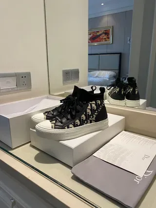 Dior B23 Monogram Print Black and Beige Lifestyle Sneakers 4