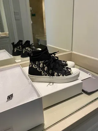 Dior B23 Monogram Print Black and Beige Lifestyle Sneakers 5