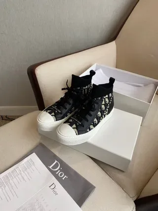Dior B23 Monogram Print Black and Beige Lifestyle Sneakers 7