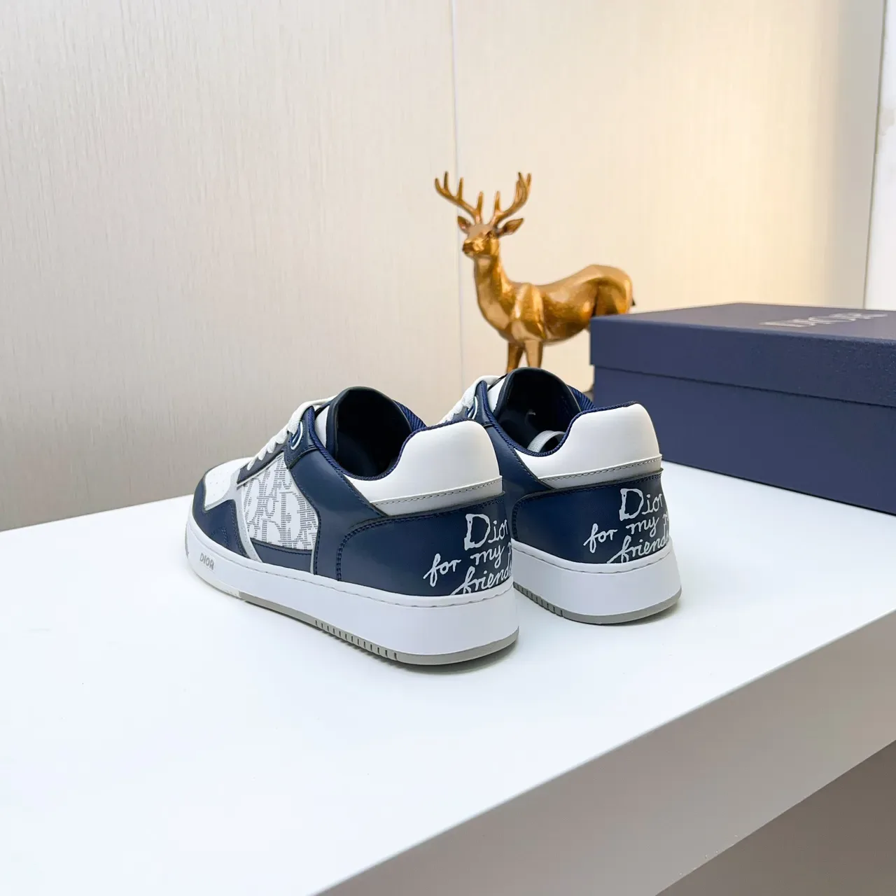 Dior B23 Navy and White Oblique Monogram Lifestyle Sneakers 5