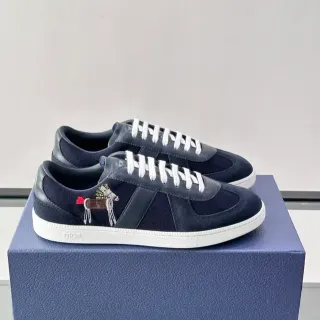 Dior B23 Navy Suede and Leather Embroidered Horse Motif Lifestyle Sneakers