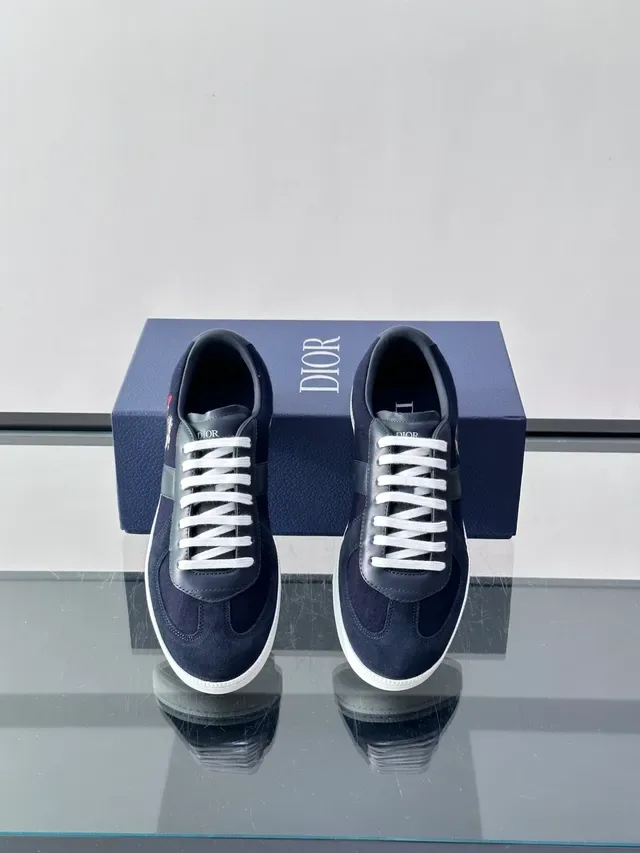 Dior B23 Navy Sapatilhas Lifestyle em Couro de Camurça e Couro com Motivo de Cavalo Bordado 4