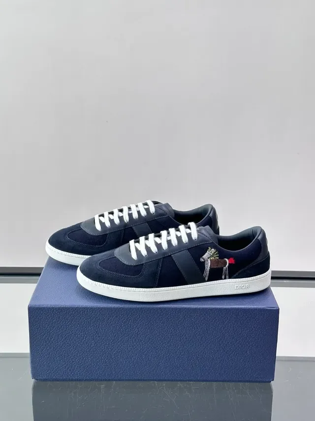 Dior B23 Navy Sapatilhas Lifestyle em Couro de Camurça e Couro com Motivo de Cavalo Bordado 5