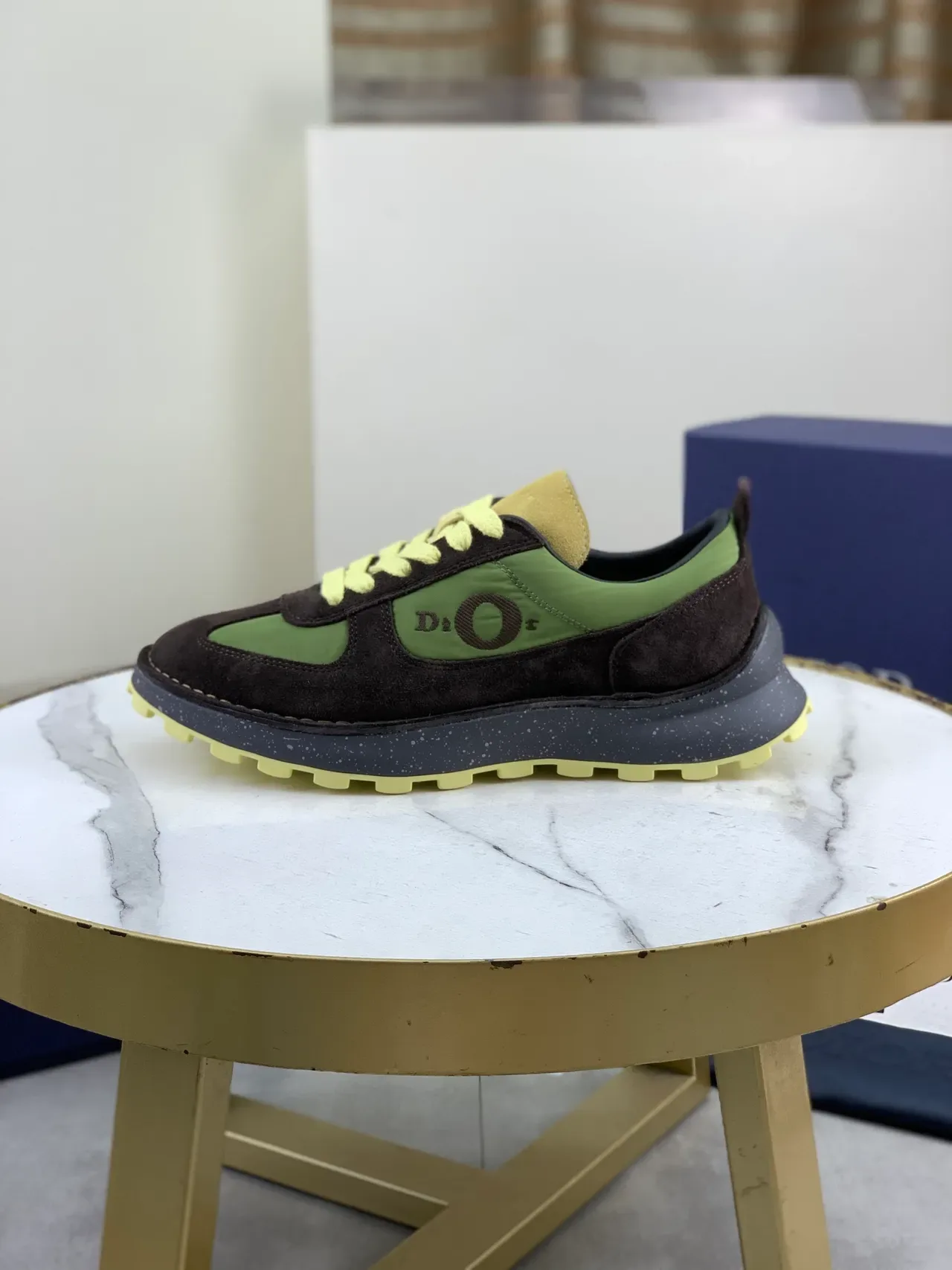 Dior B23 حذاء رياضي أسلوب حياة أخضر زيتوني وبني 6