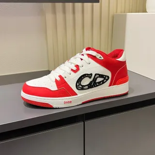 Dior B23 Red and White Embroidered CD Monogram Lifestyle Sneakers
