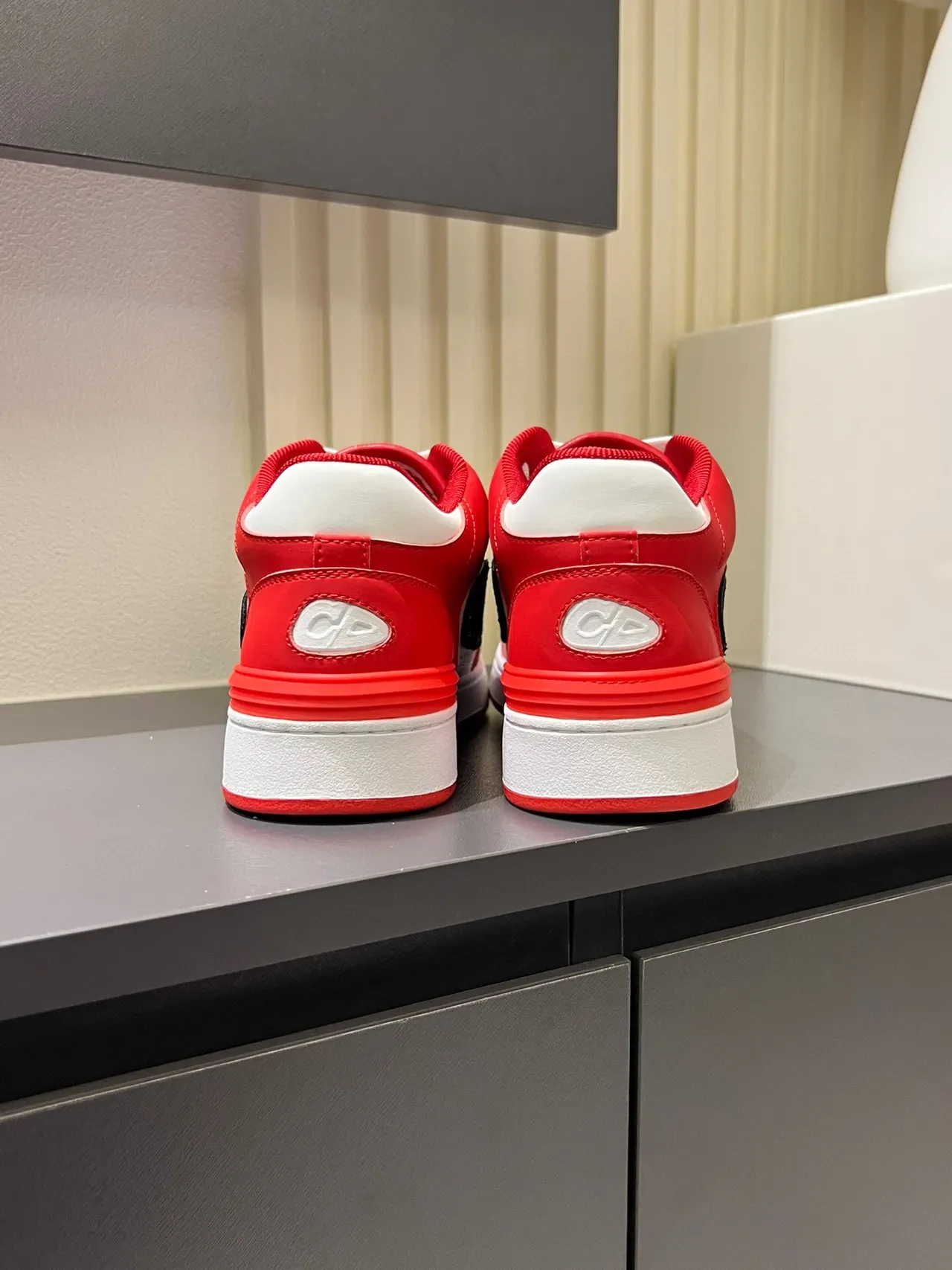 Dior B23 Red and White Embroidered CD Monogram Lifestyle Sneakers 9